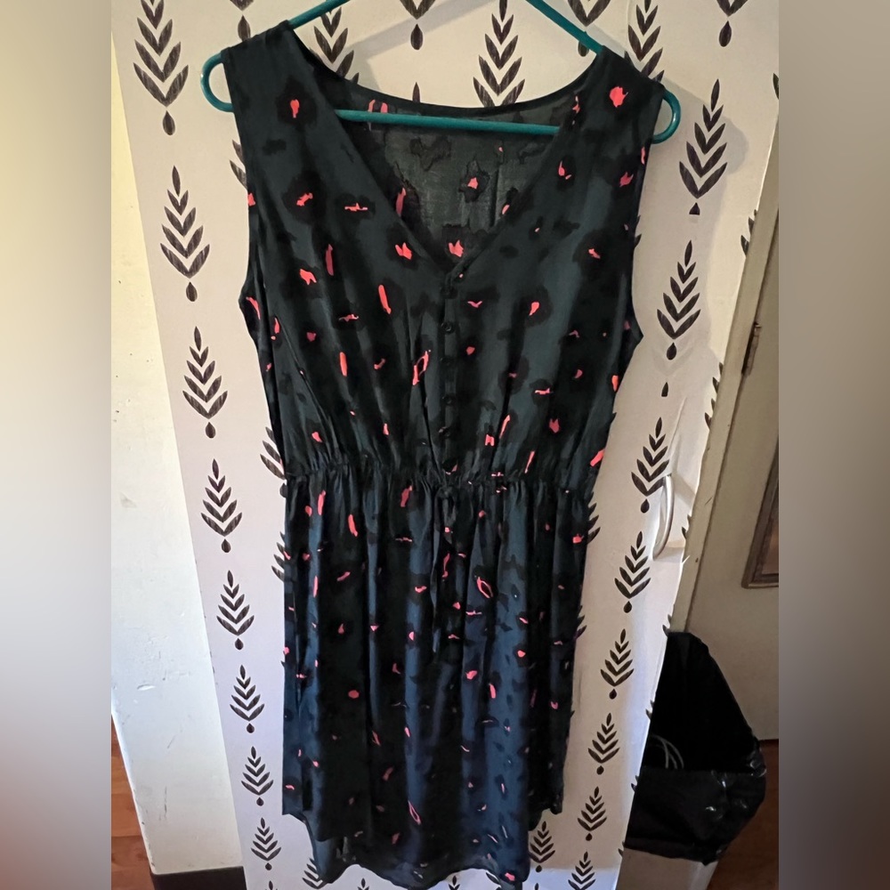 Leopard pink and green midi dress
